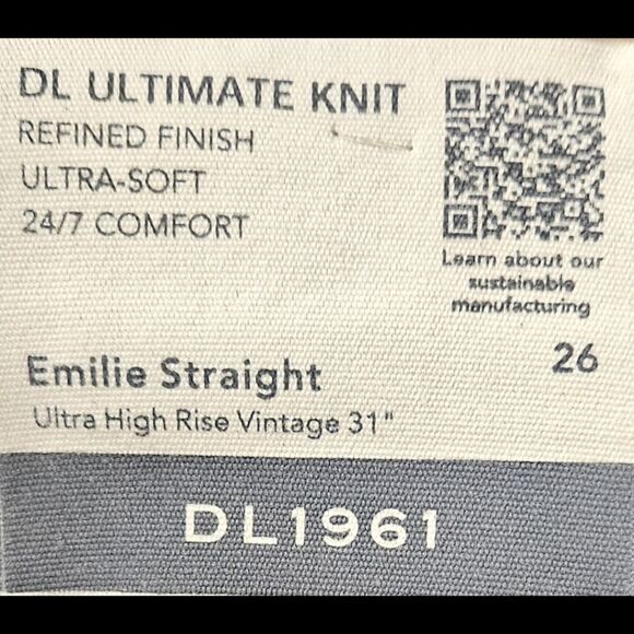 DL1961 Emile black Straight Ultimate knit Ultra High- Rise Vintage 31" Jeans - Picture 13 of 16